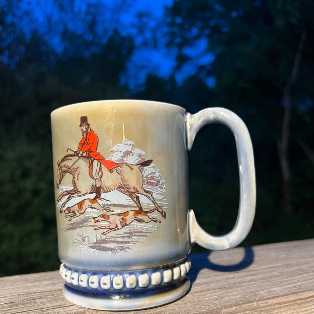 Vintage Porcelain Wade Equestrian Mug Made in Ireland 4.25” Height Preowned